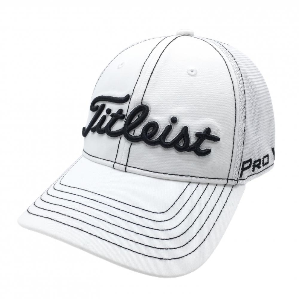 【美品】タイトリスト メッシュキャップ 白×黒 立体ロゴ フットジョイ   ゴルフウェア TITLEIST