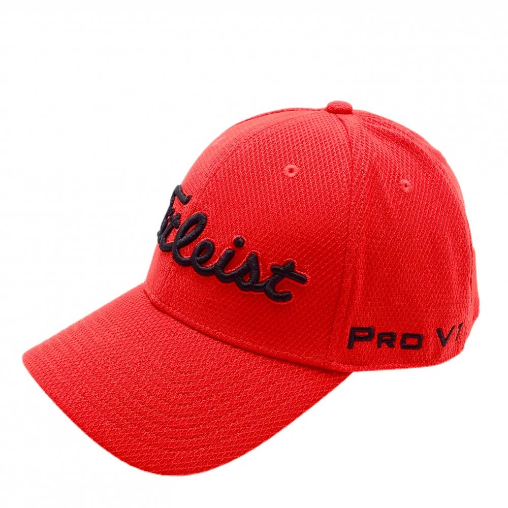 【美品】タイトリスト×フットジョイ キャップ レッド×黒 立体ロゴ M/L   ゴルフウェア TITLEIST