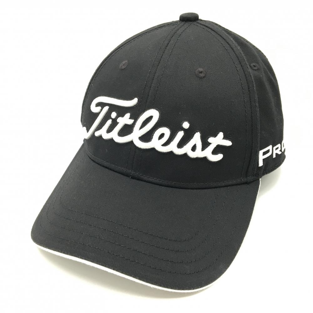 【美品】タイトリスト×フットジョイ キャップ 黒×白 ロゴ刺しゅう   ゴルフウェア TITLEIST