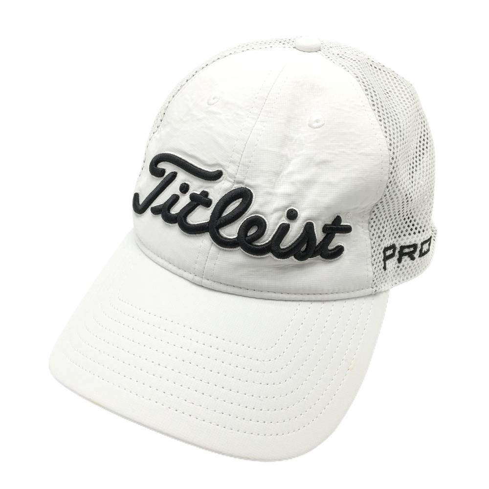 タイトリスト メッシュキャップ 白×黒 ロゴ刺しゅう フリー(57-59cm)   ゴルフウェア TITLEIST
