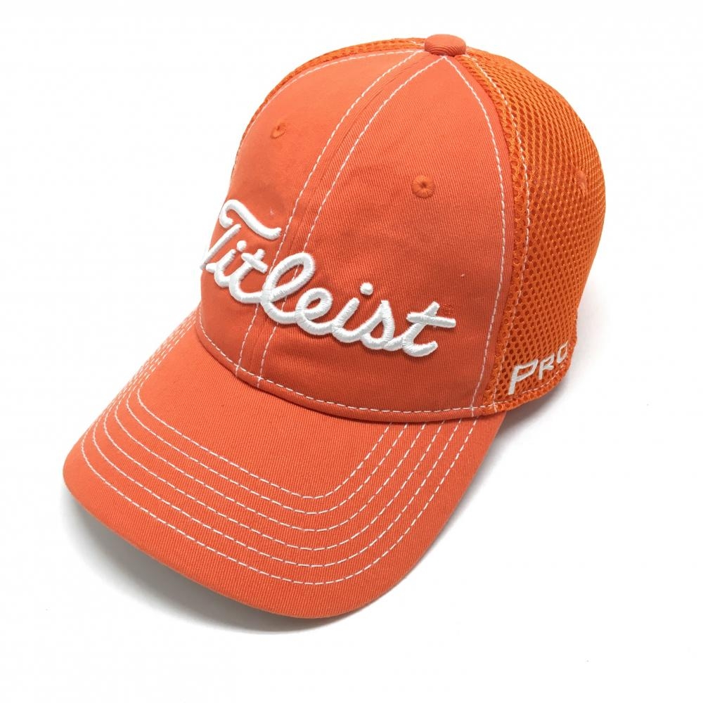 【美品】タイトリスト キャップ オレンジ×白 立体ロゴ刺しゅう    ゴルフウェア TITLEIST