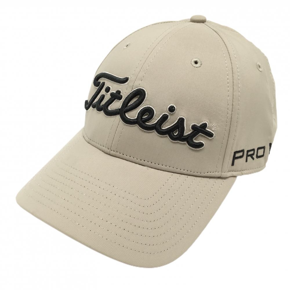 【美品】タイトリスト キャップ ベージュ×黒 フットジョイ PROV1 フリー(57-59cm)   ゴルフウェア TITLEIST