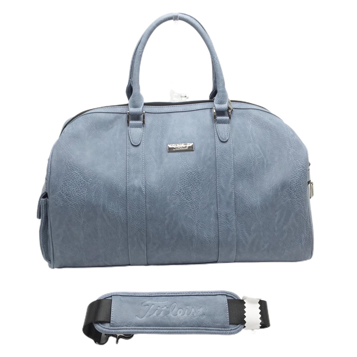 【新品】タイトリスト ボストンバッグ ブルーグレー 内外ポケット ショルダーストラップ付 ゴルフ TITLEIST