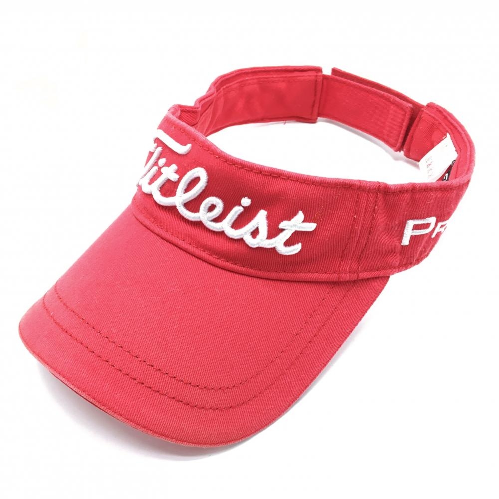 タイトリスト サンバイザー レッド×白 立体ロゴ刺しゅう 表記なし  ゴルフウェア TITLEIST