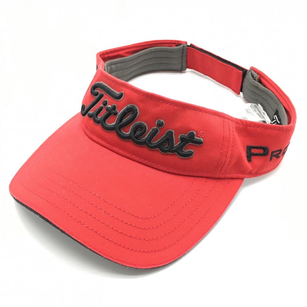 【美品】タイトリスト×フットジョイ サンバイザー レッド×黒 立体ロゴ刺しゅう  ゴルフウェア TITLEIST