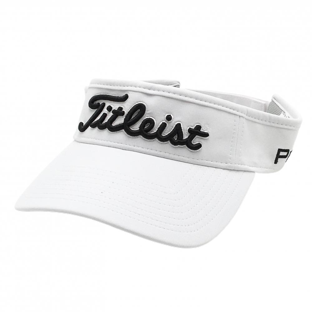 【超美品】タイトリスト サンバイザー 白×黒 立体ロゴ   ゴルフウェア TITLEIST