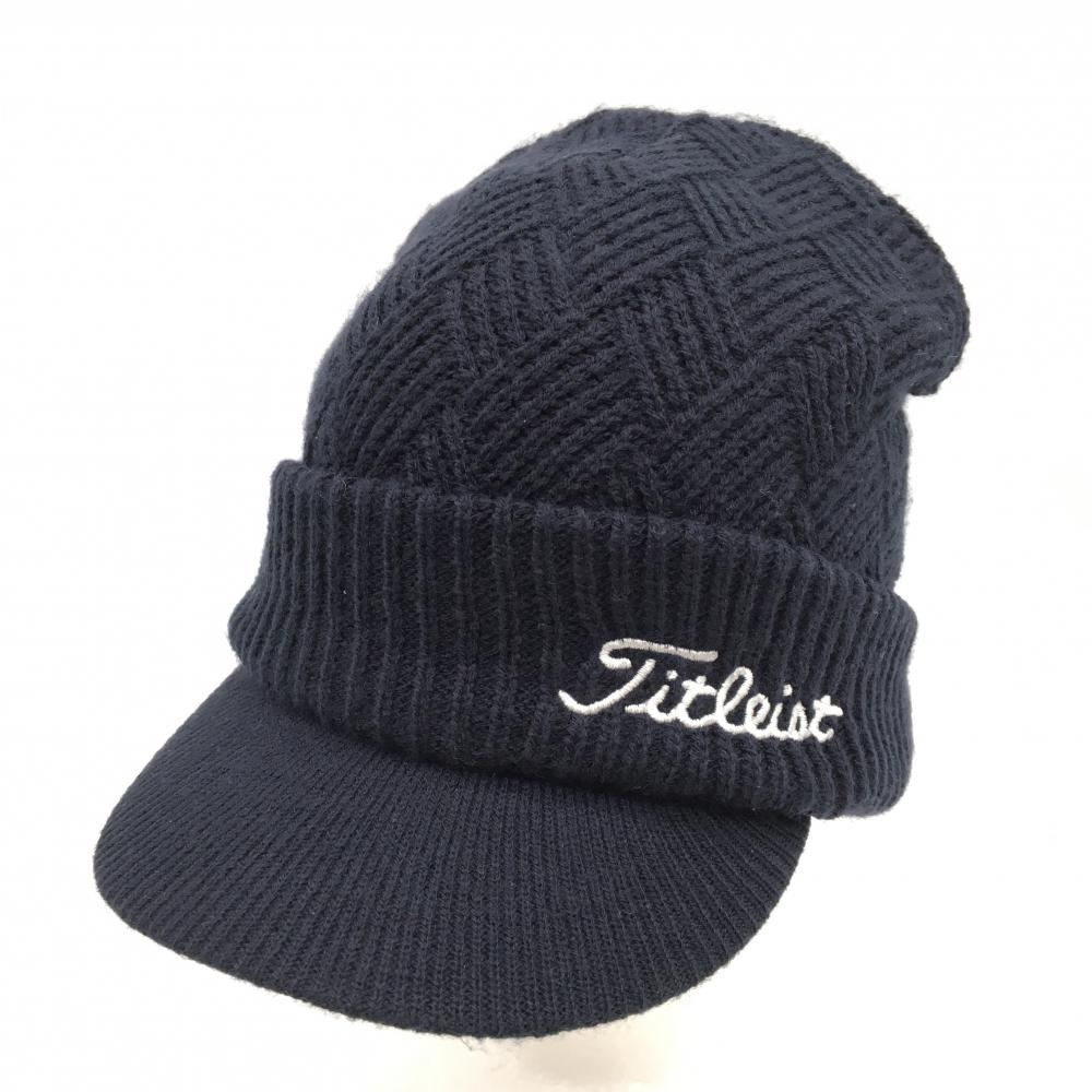 タイトリスト ネイビー ニットキャップ ロゴ刺しゅう  ゴルフウェア TITLEIST