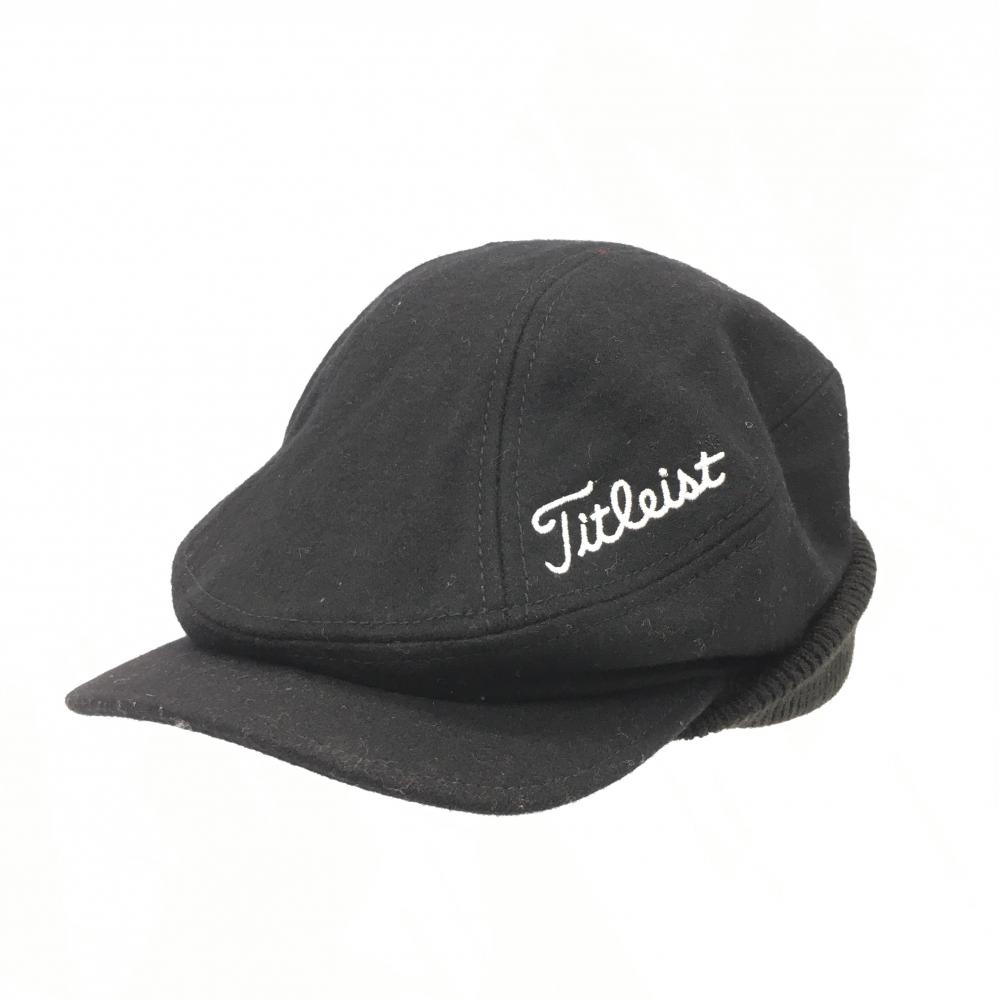 【美品】TITLEIST タイトリスト ハンチング帽 黒 ウール混 一部ニット M-L ゴルフウェア