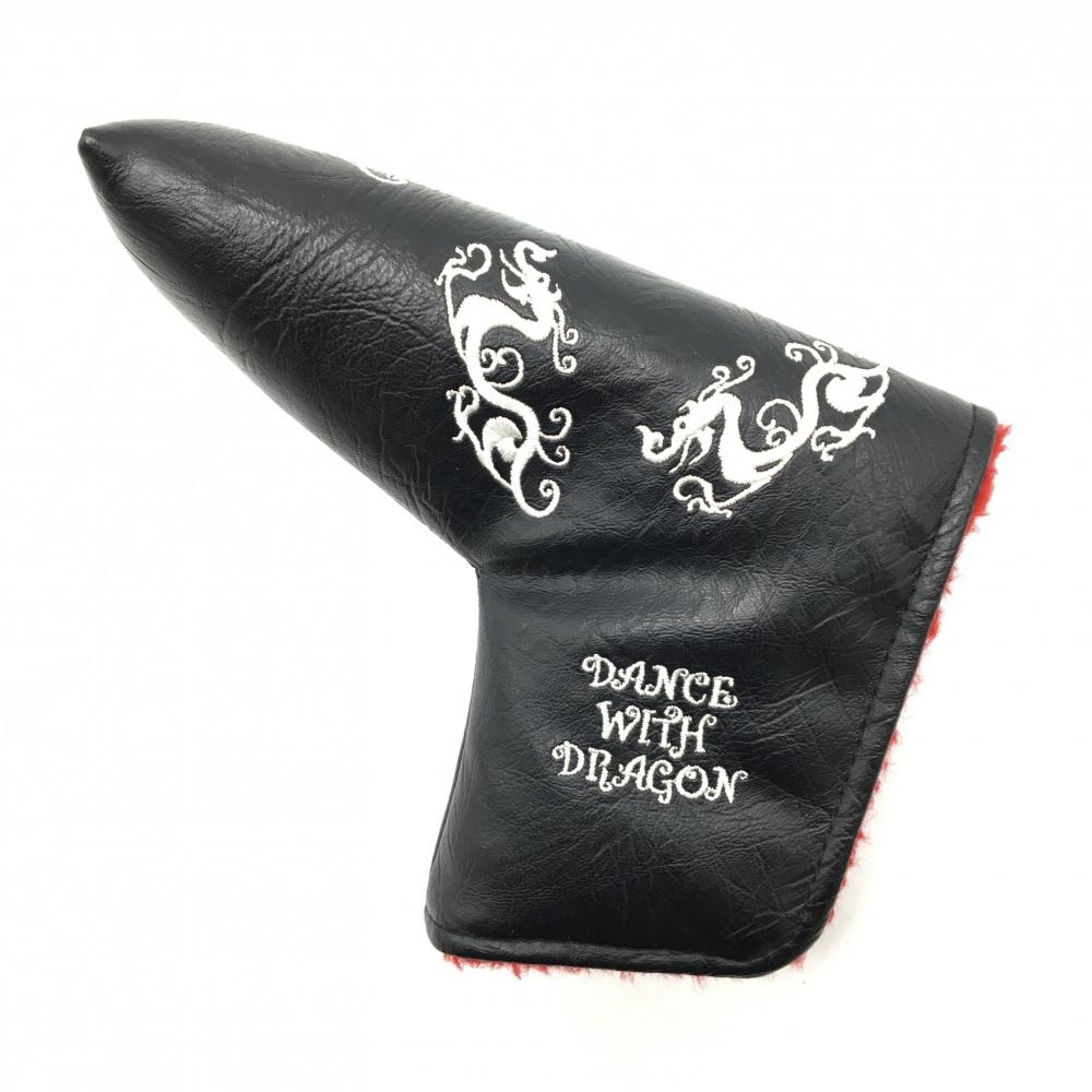 【美品】ダンスウィズドラゴン パターカバー 黒×白 ロゴ刺しゅう総柄 ピン型 ゴルフ Dance With Dragon