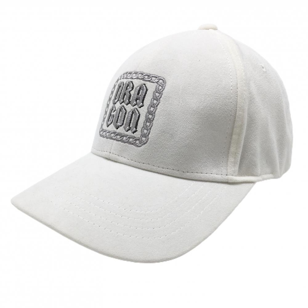 【超美品】ダンスウィズドラゴン キャップ 白×ライトグレー 微起毛 チェーンロゴ刺しゅう 99(F)   ゴルフウェア Dance With Dragon