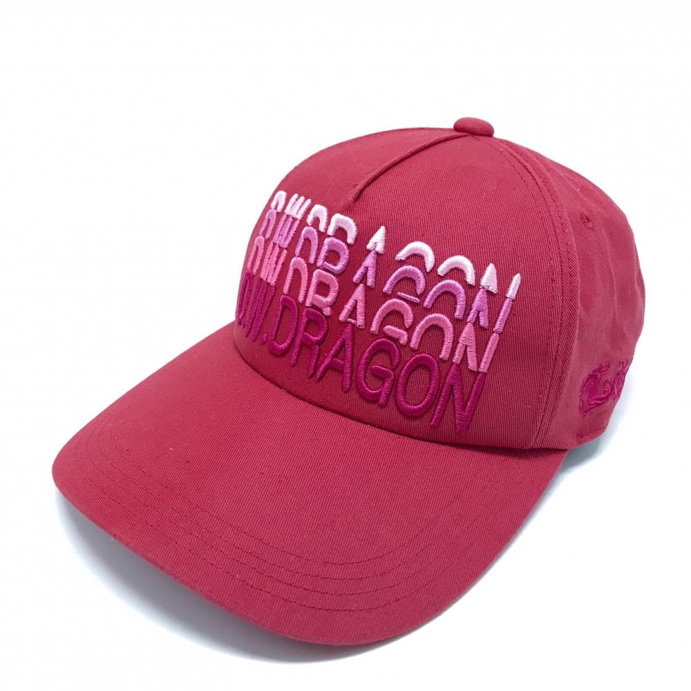 【美品】ダンスウィズドラゴン キャップ レッド ロゴ刺しゅう  99(F)   ゴルフウェア Dance With Dragon