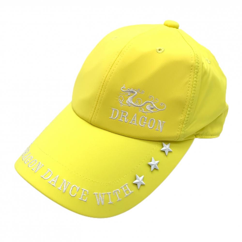 【新品】ダンスウィズドラゴン ナイロンキャップ イエロー×白 星スタッズ ロゴ刺しゅう 99(F)   ゴルフウェア Dance With Dragon