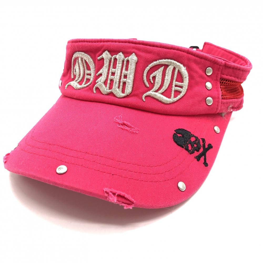 ダンスウィズドラゴン サンバイザー ピンク×シルバー スカル ダメージ加工  FREE  ゴルフウェア Dance With Dragon