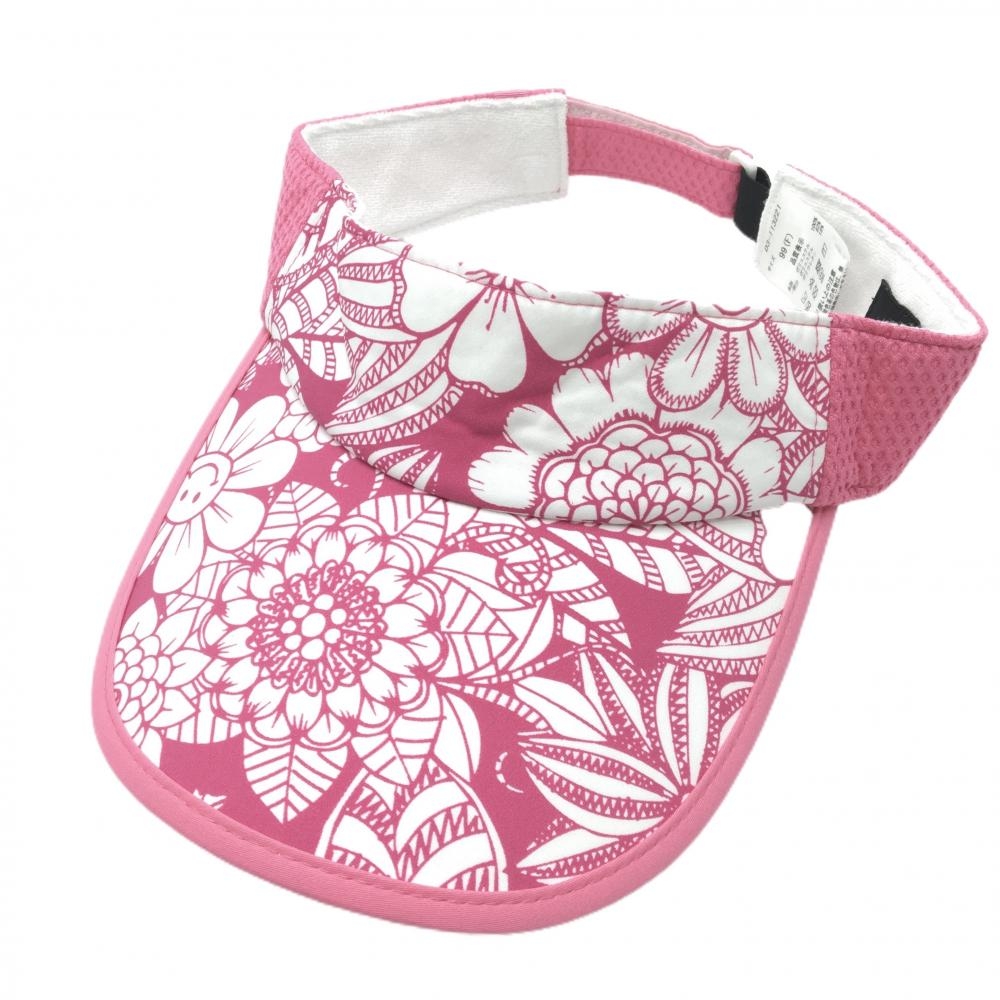 ダンスウィズドラゴン サンバイザー ピンク×白 一部花柄 内側パイル地 99(F)  ゴルフウェア Dance With Dragon