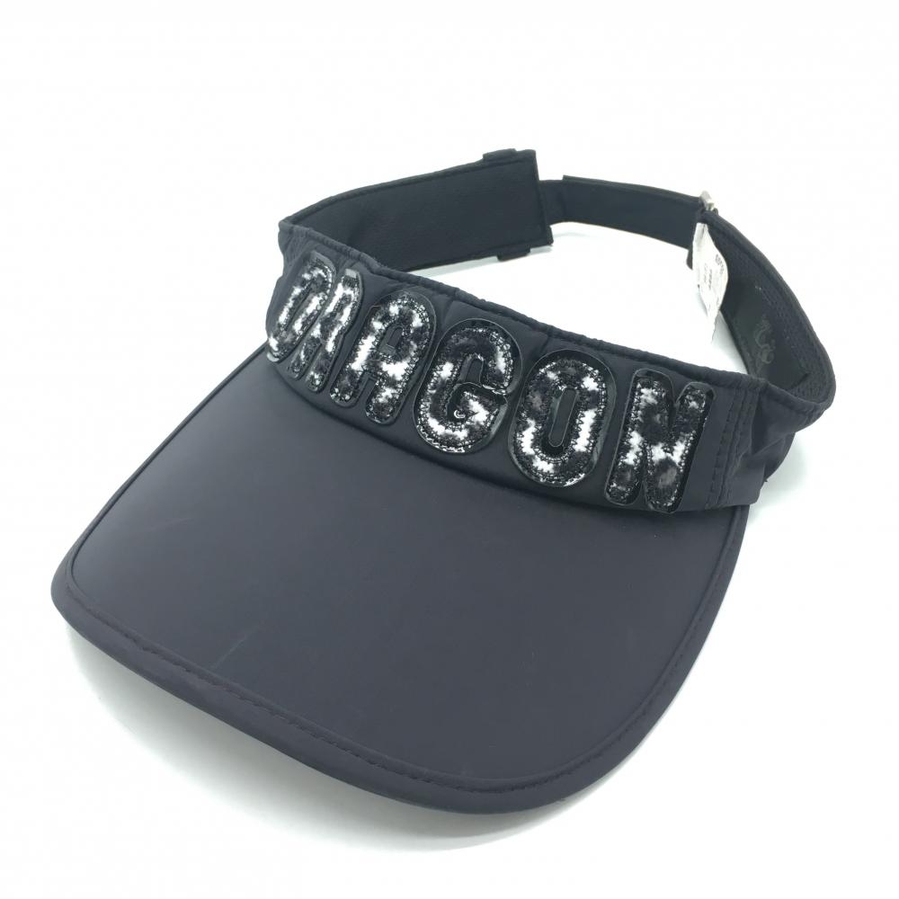 【美品】ダンスウィズドラゴン サンバイザー 黒×白 ロゴワッペン 99   ゴルフウェア Dance With Dragon