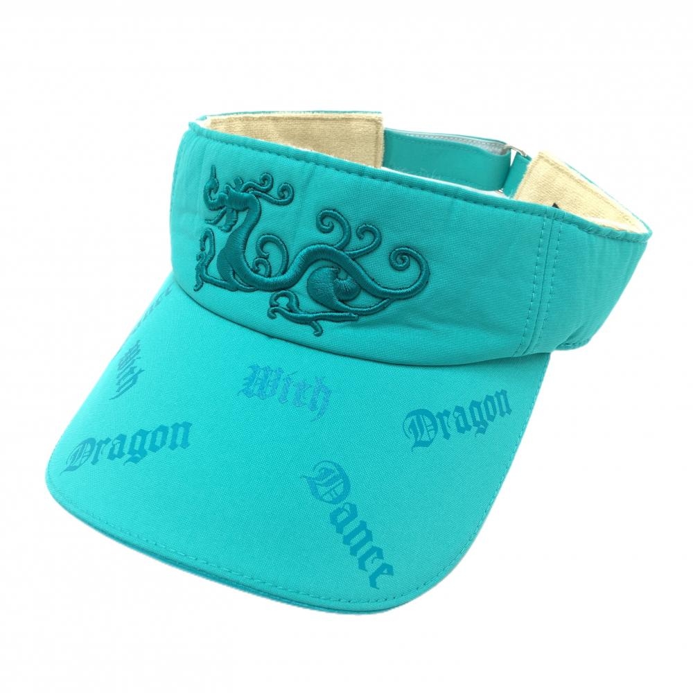 【美品】ダンスウィズドラゴン サンバイザー グリーン系 ロゴ刺しゅう 99(F)   ゴルフウェア Dance With Dragon