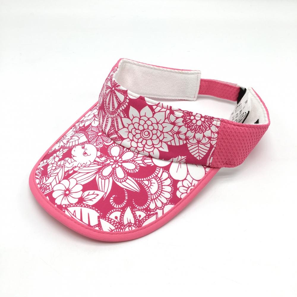 【新品】ダンスウィズドラゴン サンバイザー ピンク×白 チビドラ 総柄 99(F)   ゴルフウェア Dance With Dragon