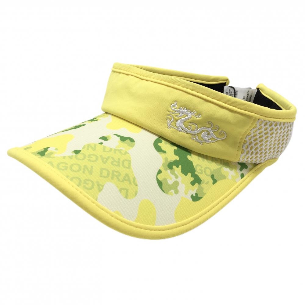 【新品】ダンスウィズドラゴン サンバイザー イエロー×グリーン つば迷彩 カモフラ 99(F)   ゴルフウェア Dance With Dragon