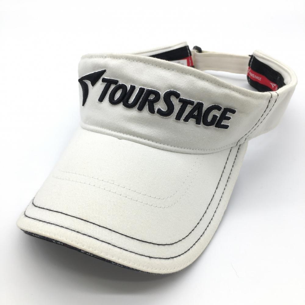 ツアーステージ サンバイザー 白×黒 X-DRIVE フリーサイズ ゴルフウェア TOURSTAGE