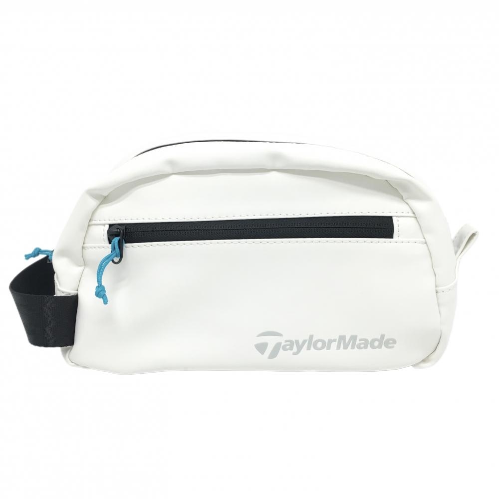 【美品】テーラーメイド カートバッグ 白×黒 外ポケット ポーチ ゴルフ TaylorMade
