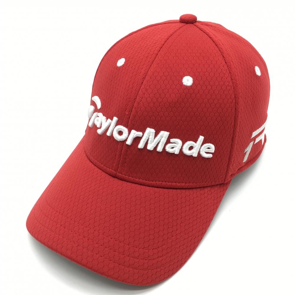【美品】テーラーメイド キャップ レッド×白 立体ロゴ刺しゅう S/M  ゴルフウェア TaylorMade