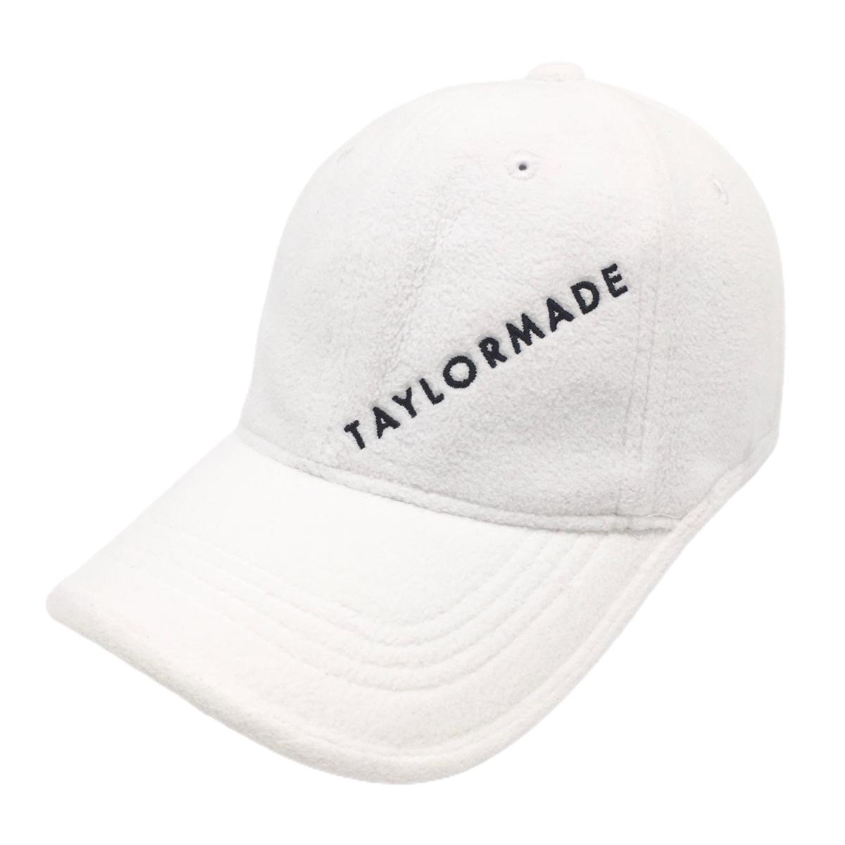 【美品】テーラーメイド キャップ 白×黒 起毛素材 斜めロゴ フリー(55-57cm)   ゴルフウェア TaylorMade