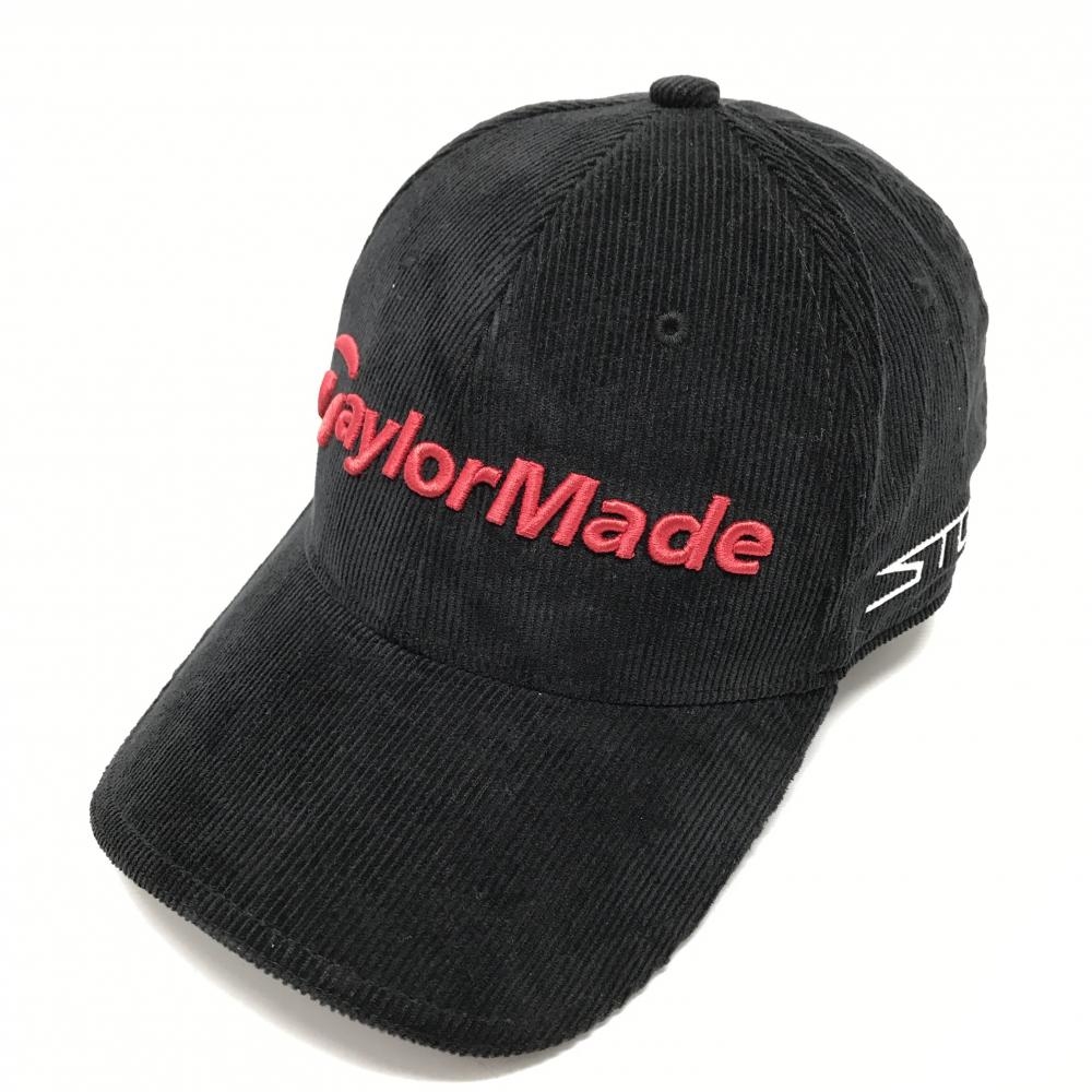 【超美品】テーラーメイド コーデュロイキャップ 黒×レッド 立体ロゴ 綿100％ フリー(57-59㎝)   ゴルフウェア TaylorMade