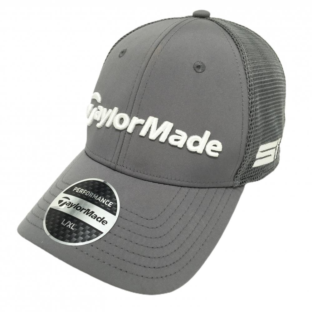 【美品】テーラーメイド メッシュキャップ グレー×白 立体ロゴ L/XL   ゴルフウェア TaylorMade