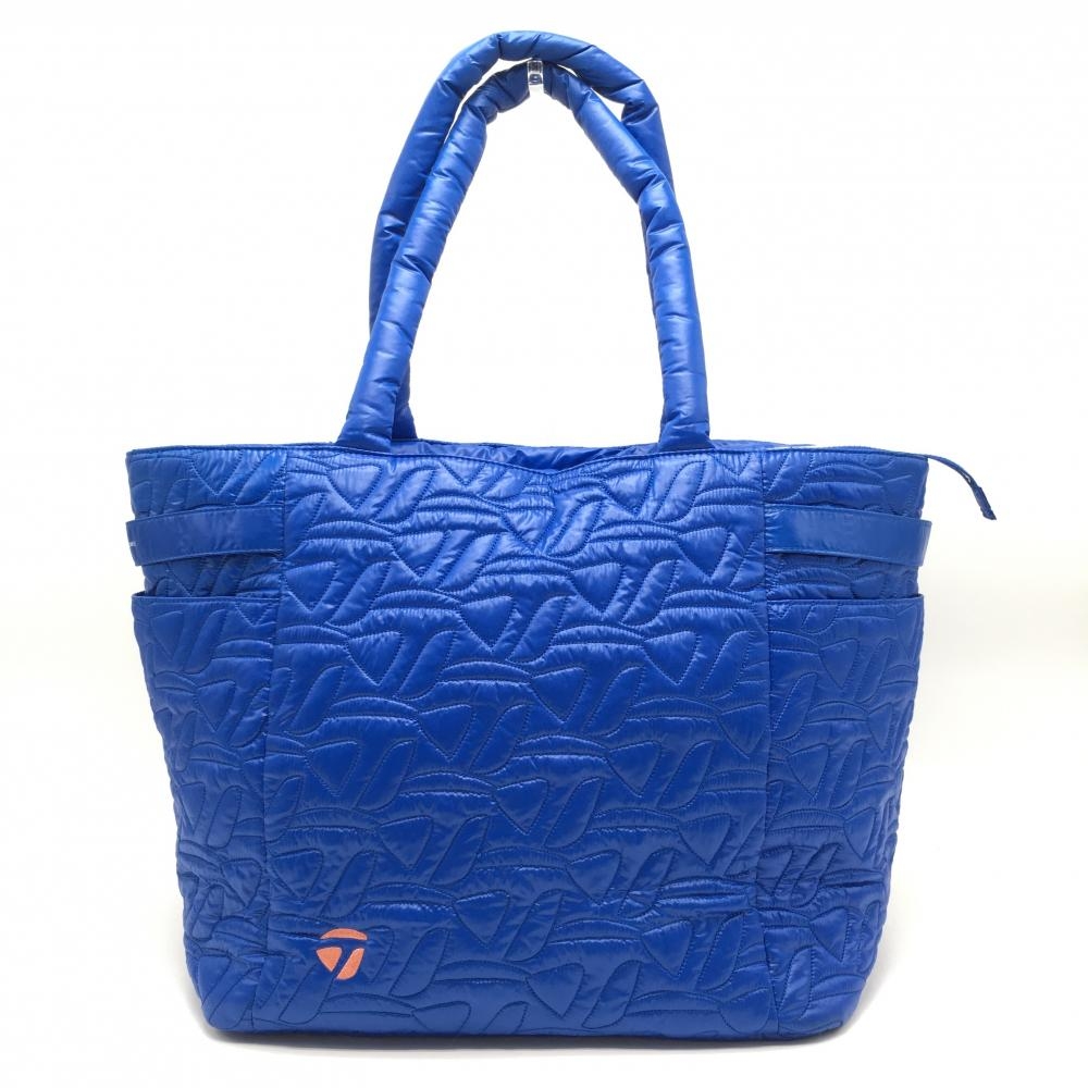 【美品】テーラーメイド×United Arrows ビッグトートバッグ ブルー 総柄ステッチ 内外ポケット ゴルフ 2024年モデル TaylorMade