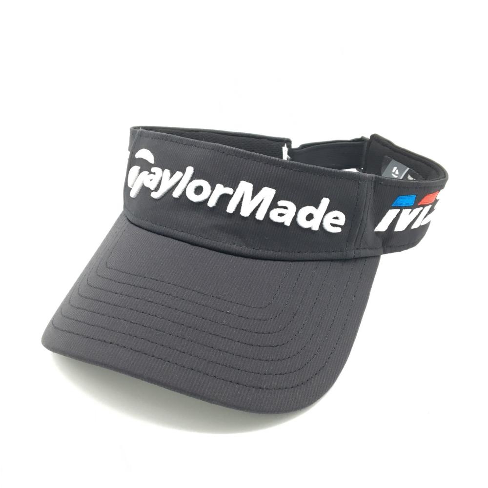 【超美品】テーラーメイド サンバイザー 黒×白 立体ロゴ刺しゅう  ゴルフウェア TaylorMade