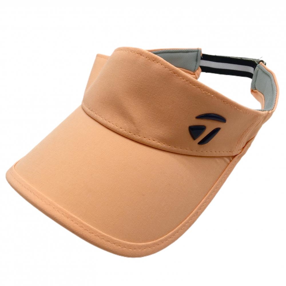 【美品】テーラーメイド サンバイザー サーモンピンク×黒 ロゴ フリー（55～57cm）  ゴルフウェア TaylorMade