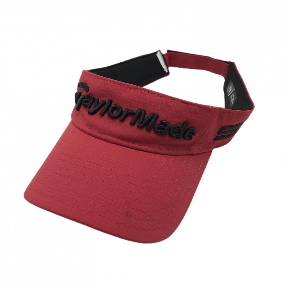 【美品】テーラーメイド サンバイザー レッド×黒 立体ロゴ ONE SIZE FITS ALL   ゴルフウェア TaylorMade