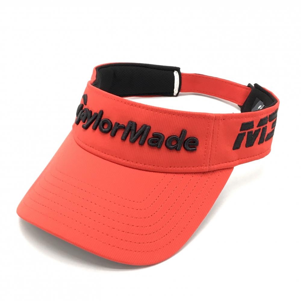 【超美品】テーラーメイド サンバイザー レッド×黒 ロゴ刺しゅう れ ONE SIZE FITS ALL   ゴルフウェア TaylorMade