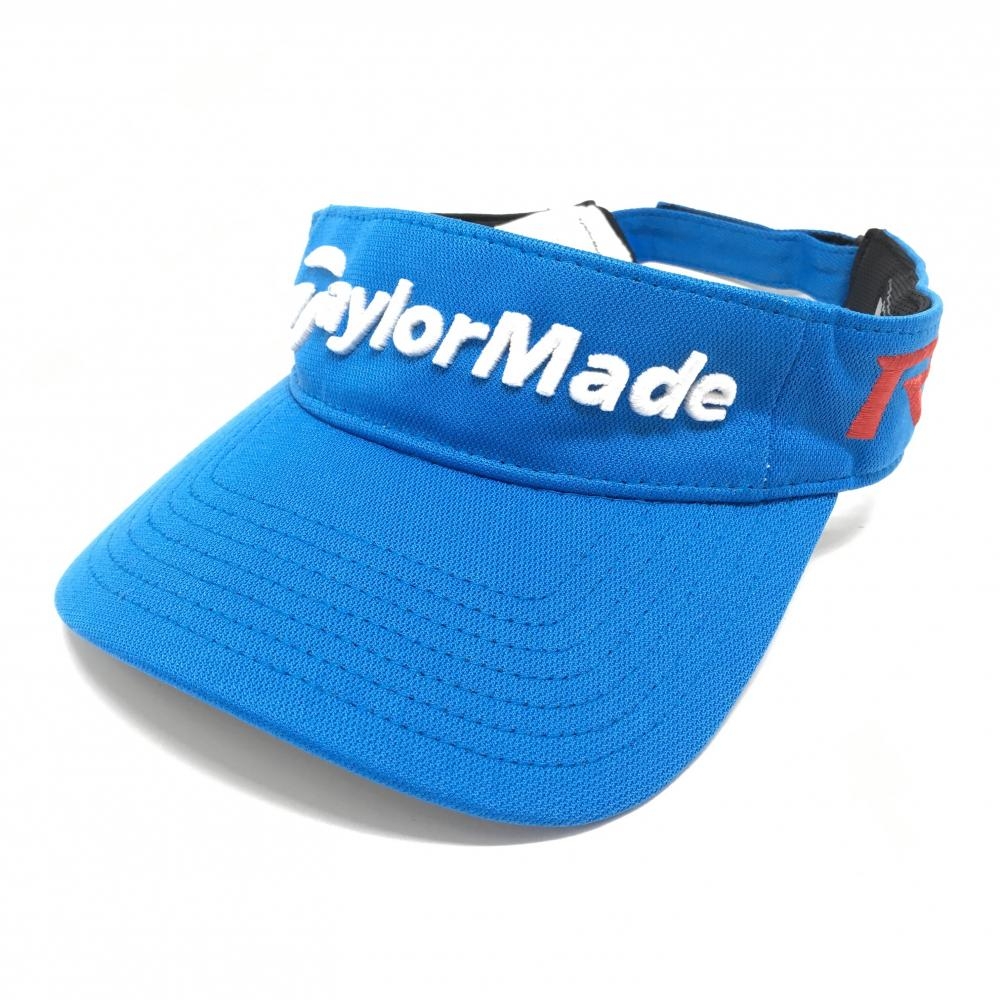 【美品】テーラーメイド サンバイザー ライトブルー×白 立体ロゴ刺しゅう ONE SIZE FITS ALL   ゴルフウェア TaylorMade
