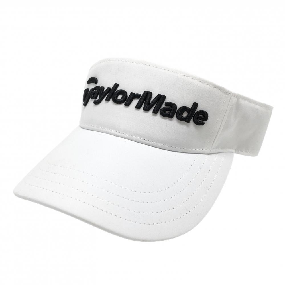 【美品】テーラーメイド サンバイザー 白×黒 立体ロゴ刺しゅう  フリー(55-57cm)   ゴルフウェア TaylorMade