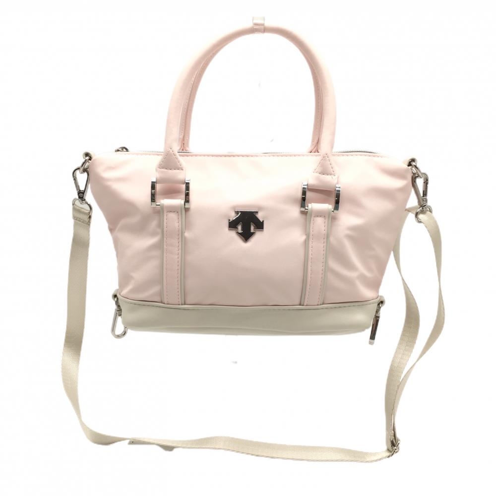 【超美品】デサントゴルフ カートバッグ ピンク×ベージュ 内ポケット ショルダーストラップ付 中田英寿 ゴルフ DESCENTE