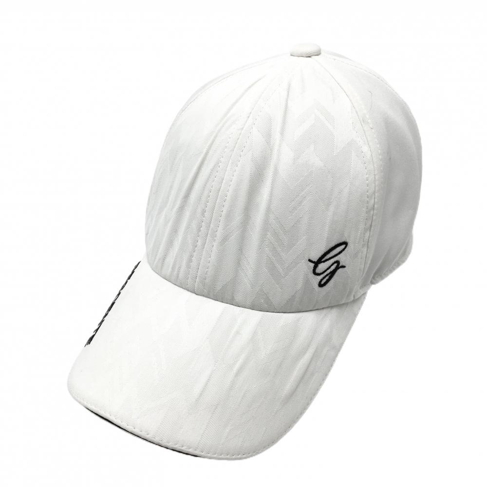 デサントゴルフ キャップ 白 総柄地模様 ロゴ刺しゅう 中田英寿  ゴルフウェア DESCENTE