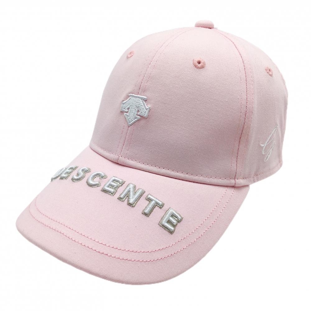デサントゴルフ キャップ ライトピンク×白 立体ロゴ刺しゅう 中田英寿 F(55cm-57cm)  ゴルフウェア DESCENTE