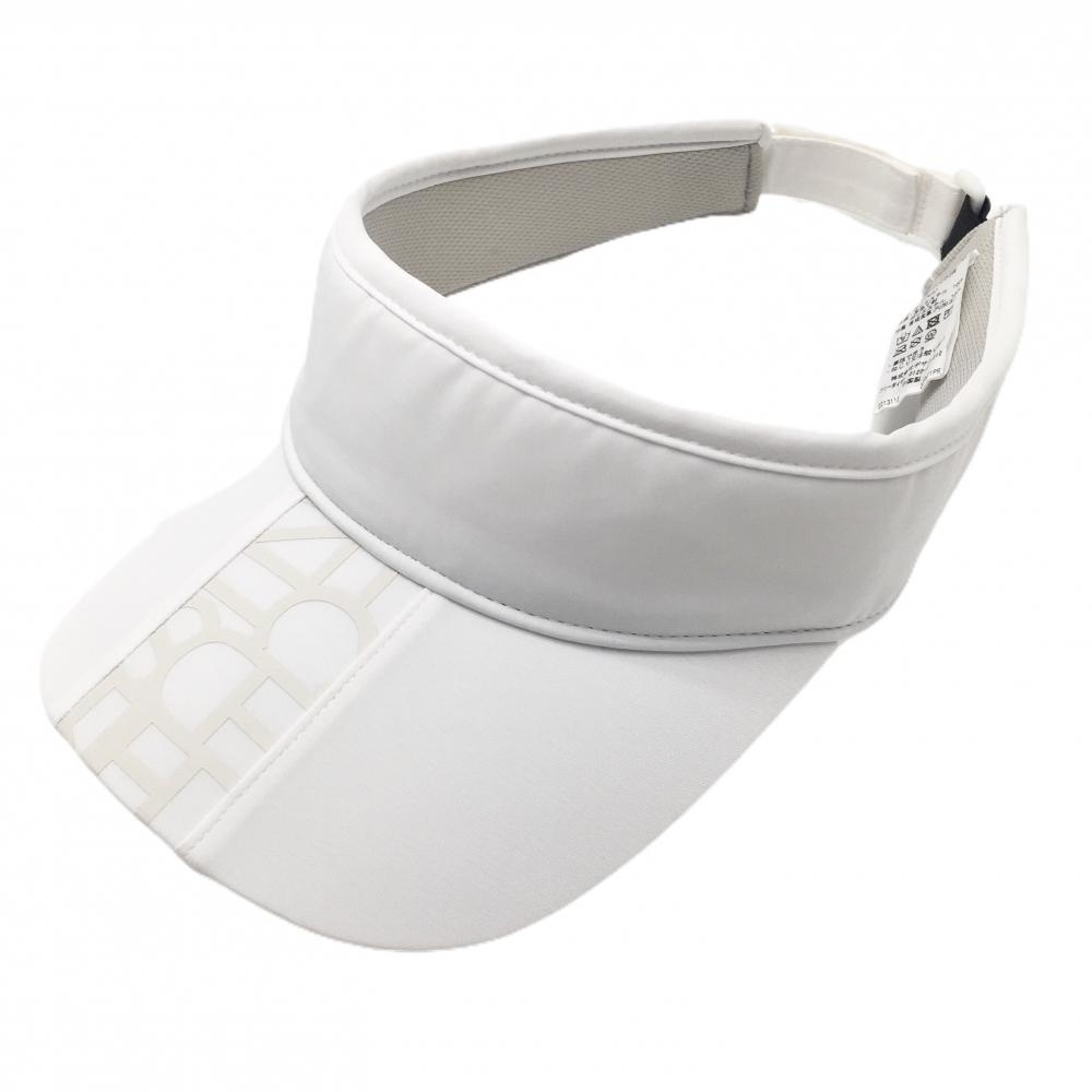 【美品】デサントゴルフ サンバイザー 白×ベージュ つば裏ボア 中田英寿 F(55-57cm)  ゴルフウェア DESCENTE