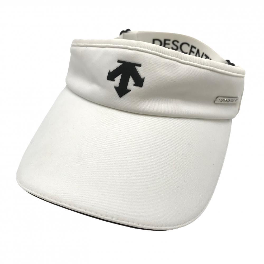 デサントゴルフ サンバイザー 白×黒 後ゴム ロゴ F(55-57cm)  ゴルフウェア 2023年モデル DESCENTE