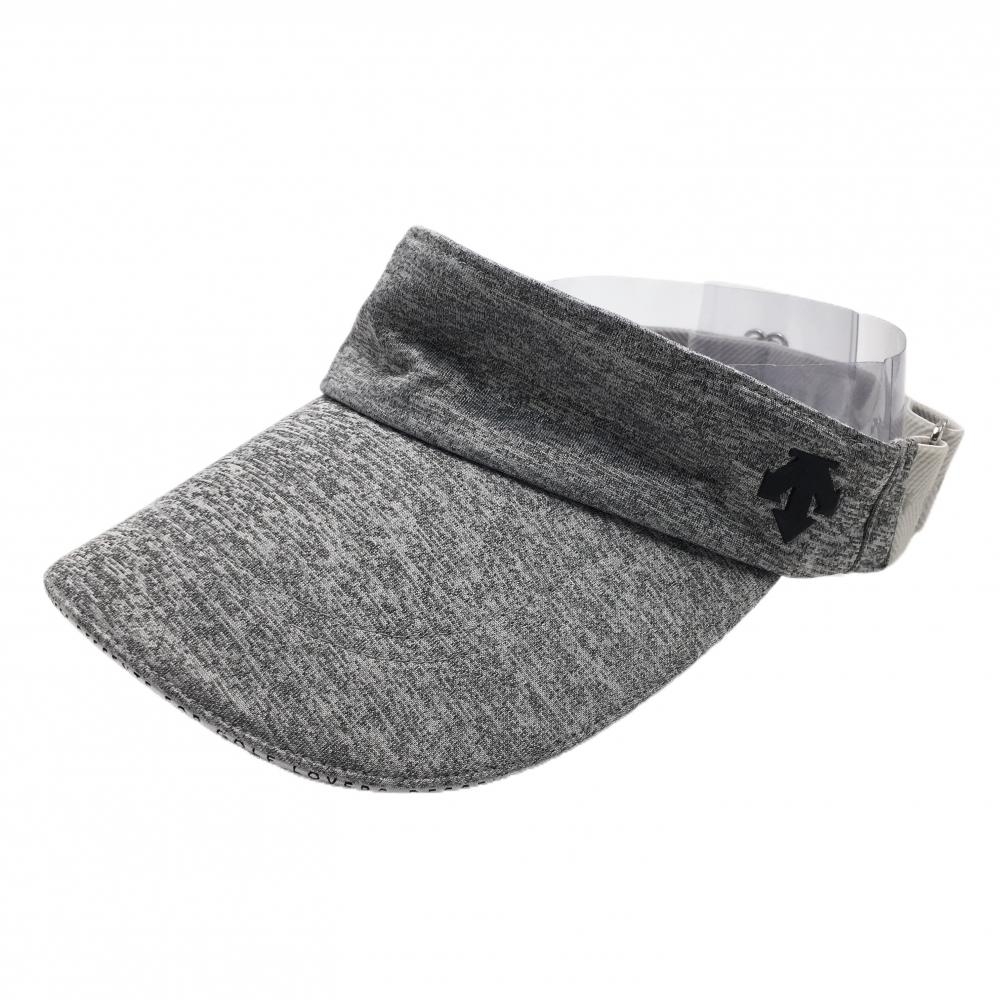 【美品】デサントゴルフ サンバイザー 杢グレー 後ろゴム 中田英寿    ゴルフウェア DESCENTE