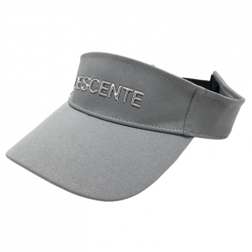 【美品】デサントゴルフ サンバイザー グレー×シルバー フロント立体ロゴ 中田英寿   ゴルフウェア DESCENTE