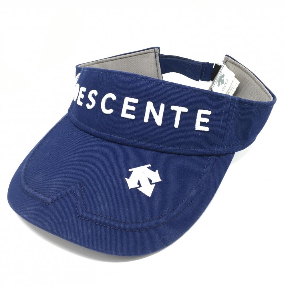 デサントゴルフ サンバイザー ネイビー×白 立体ロゴ 中田英寿  F(55㎝-57㎝)   ゴルフウェア DESCENTE