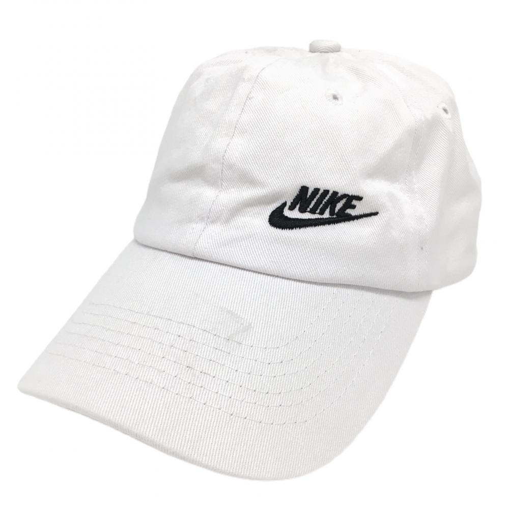 ナイキ キャップ 白×黒 ロゴ刺しゅう  ONE SIZE FITS ALL ゴルフウェア NIKE