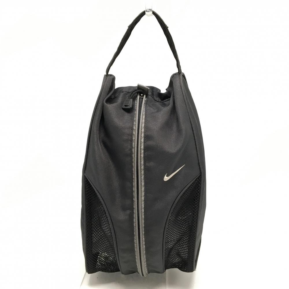 【美品】ナイキゴルフ シューズケース 黒 一部メッシュ ゴルフ NIKE