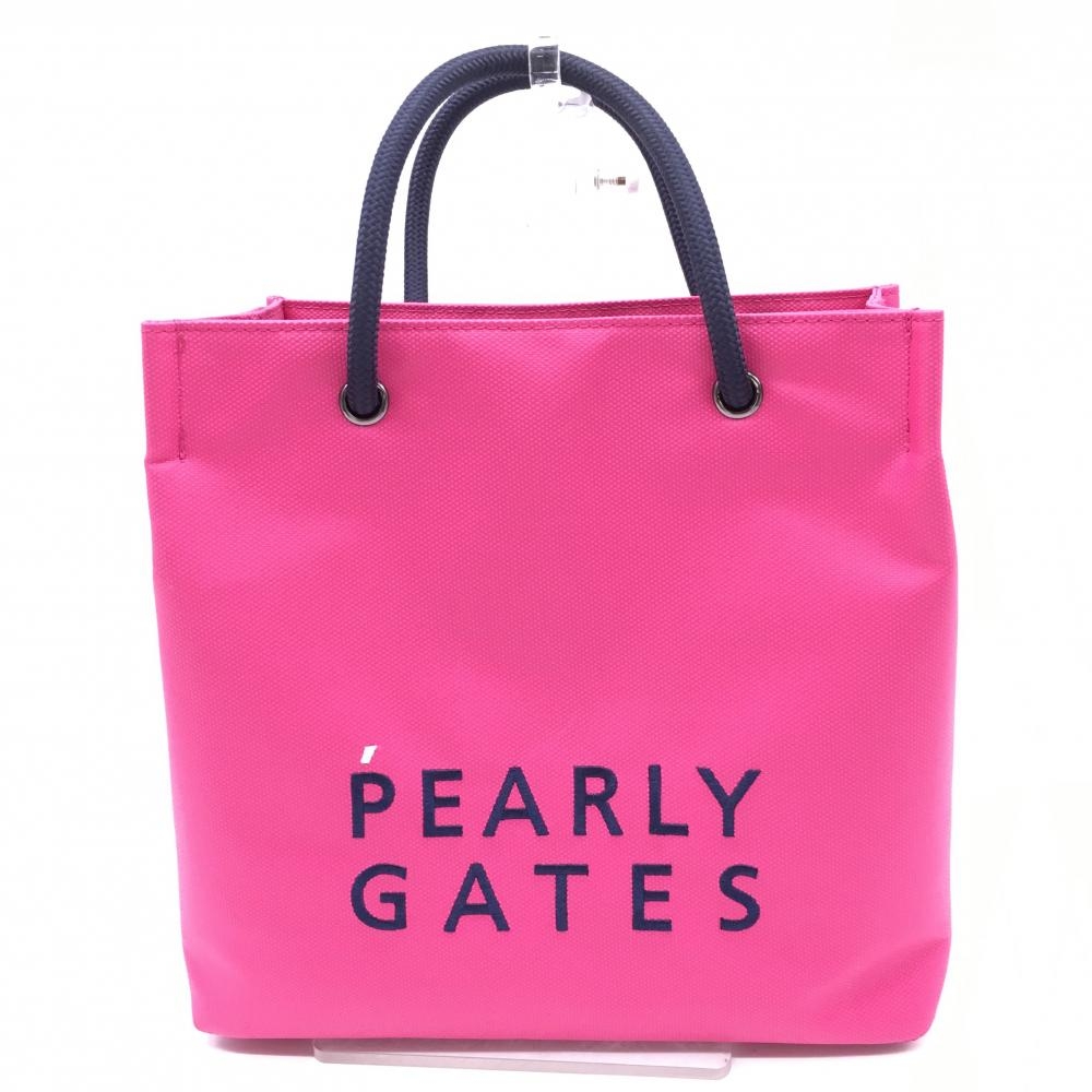 【超美品】パーリーゲイツ カートバッグ ピンク×ネイビー 持ち手紐 内側ポケットゴルフ PEARLY GATES