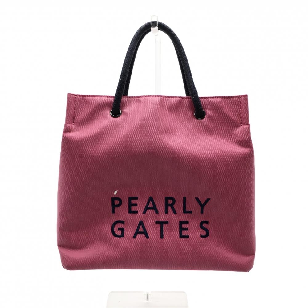 【美品】パーリーゲイツ カートバッグ ピンク×ネイビー 裏地ニコちゃん スマイル ロゴ刺しゅうゴルフ PEARLY GATES