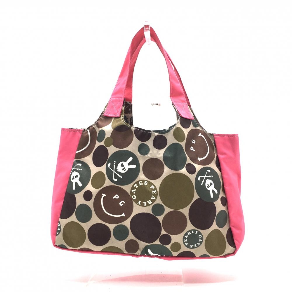 パーリーゲイツ カートバッグ ブラウン×ピンク ドット ニコちゃん　スマイルゴルフ PEARLY GATES