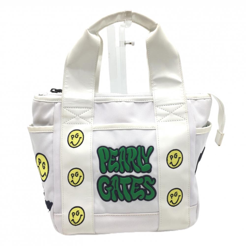 パーリーゲイツ カートバッグ 白×グリーン LoveGOLFシリーズ ニコちゃん スマイル ゴルフ 2024年モデル PEARLY GATES