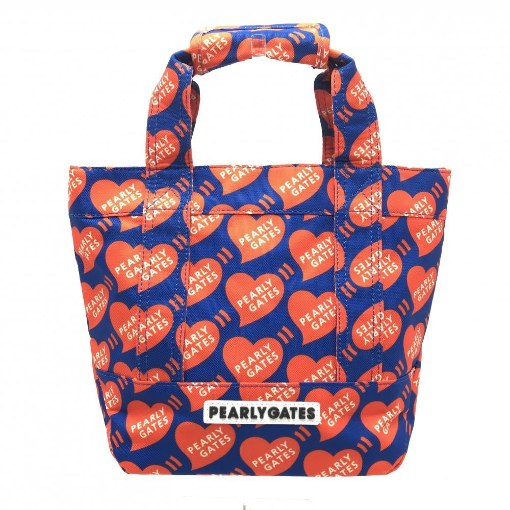 【超美品】パーリーゲイツ カートバッグ ブルー×オレンジ ハート柄 ゴルフ PEARLY GATES